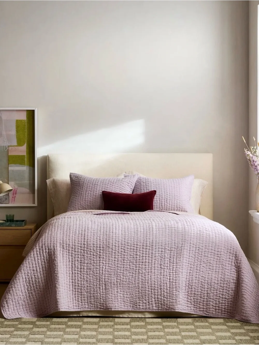 NWOT European Double Sided King/Cal King Quilt Set in Orchid - Retail $220